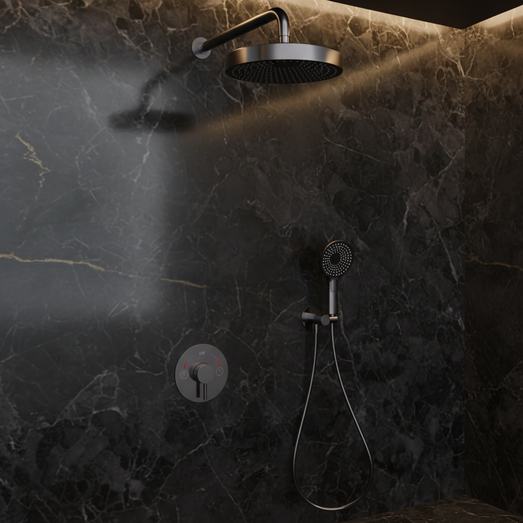 Built-in Rain Shower Set Amalia - Gunmetal grey