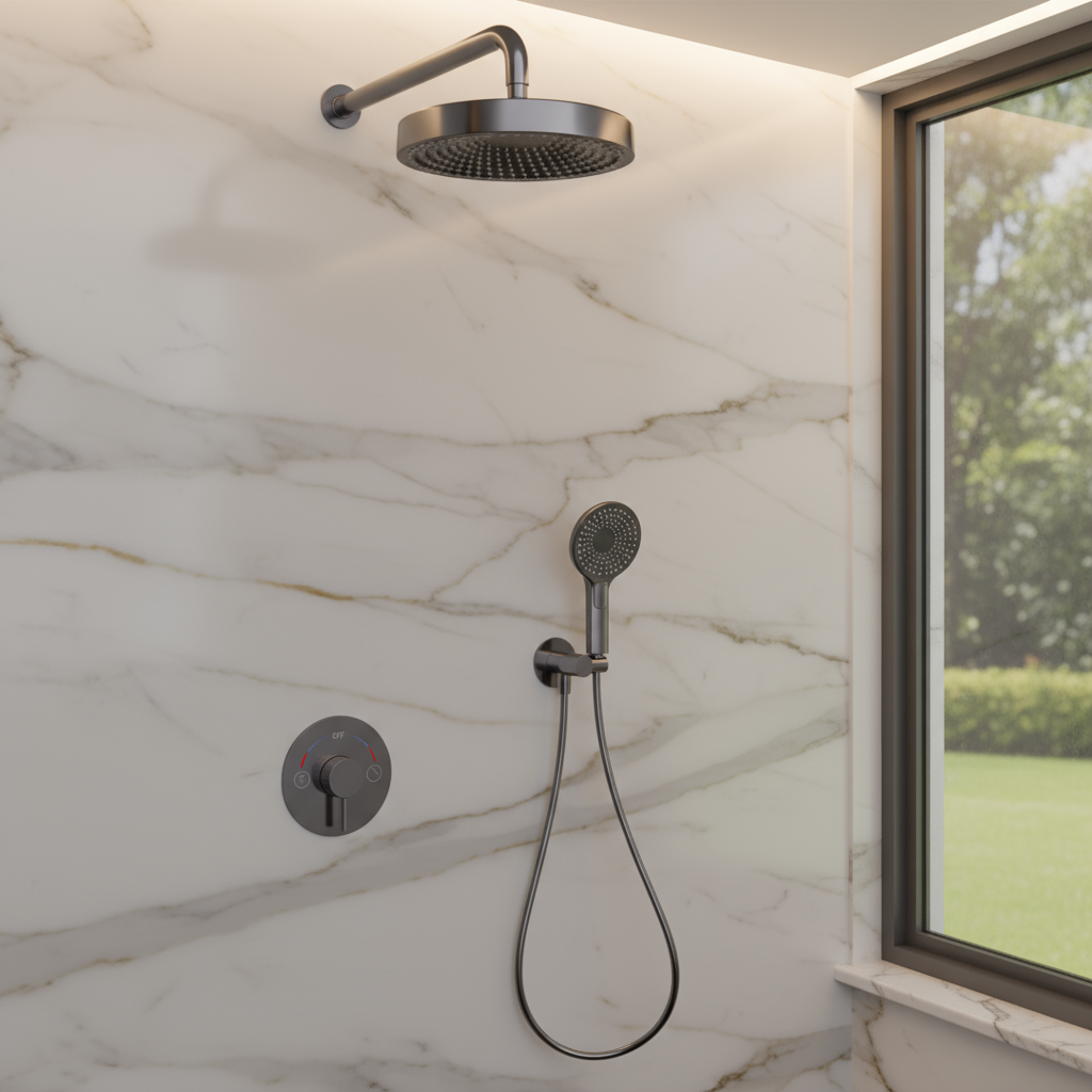 Built-in Rain Shower Set Amalia - Gunmetal grey