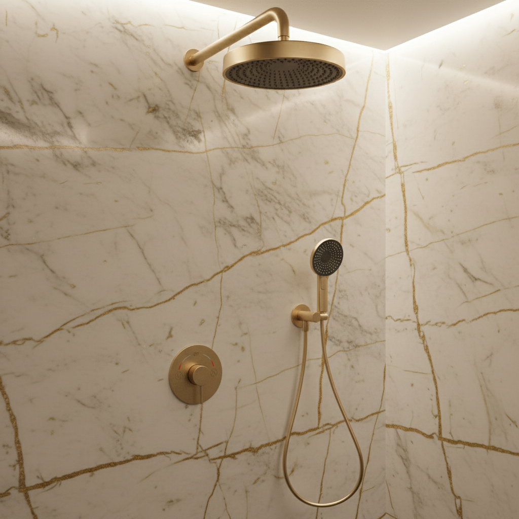 Built-in Rain Shower Set Amalia - Brushed gold