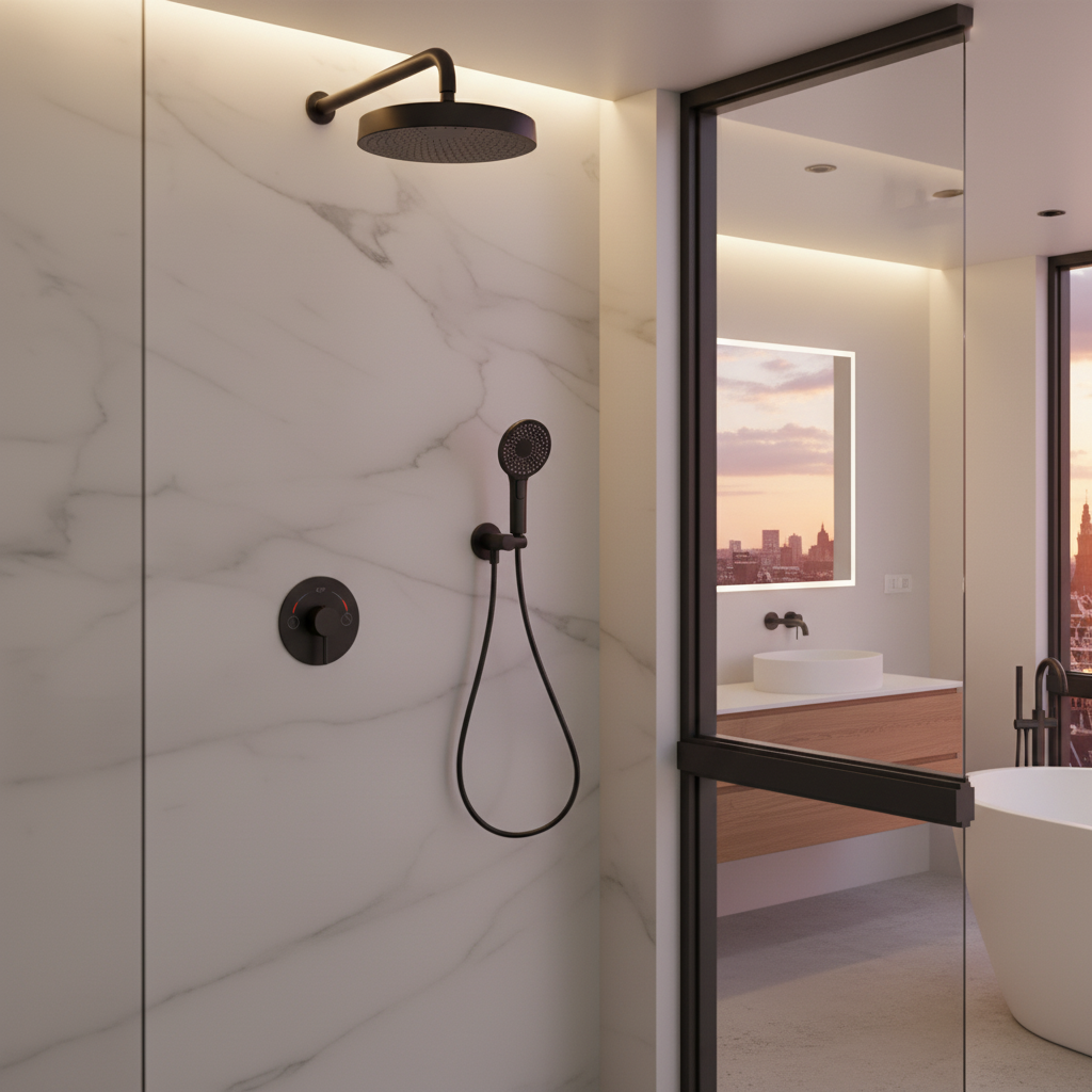 Built-in Rain Shower Set Amalia - Matte black