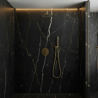 Inbouw Regendoucheset Angelica – Staafhanddouche – Geborsteld goud