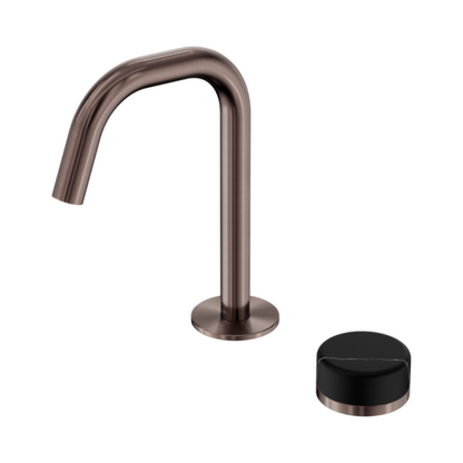 Inbouw Wastafelkraan Sorrento – Marquina Black – 2-Gats – Rechte (edge) uitloop – Brushed bronze