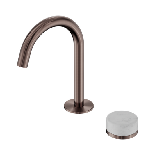 Inbouw Wastafelkraan Sorrento – Carrara - 2-Gats - Gebogen (arc) uitloop - Brushed bronze