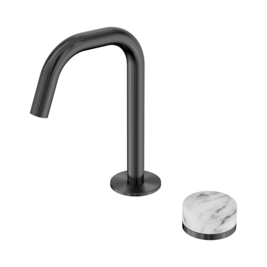 Inbouw Wastafelkraan Sorrento – Arabescato Corchia – 2-Gats – Rechte (edge) uitloop – Gun metal grey