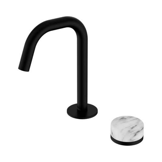 Inbouw Wastafelkraan Sorrento – Arabescato Corchia – 2-Gats – Rechte (edge) uitloop – Matte black