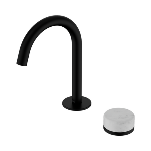 Inbouw Wastafelkraan Sorrento – Carrara - 2-Gats - Gebogen (arc) uitloop - Matte black