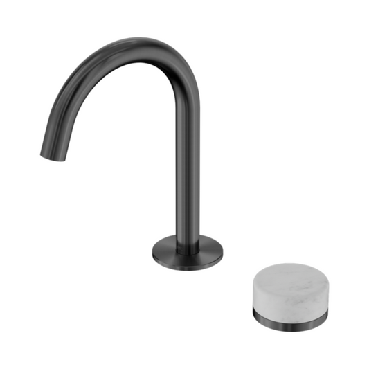 Inbouw Wastafelkraan Sorrento – Carrara - 2-Gats - Gebogen (arc) uitloop - Gun metal grey