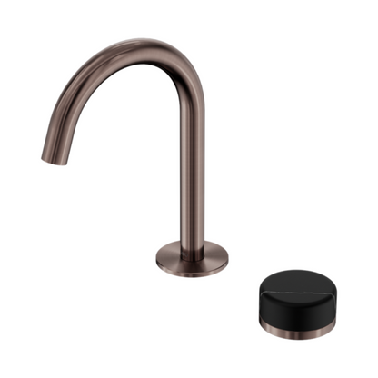 Inbouw Wastafelkraan Sorrento – Marquina Black - 2-Gats - Gebogen (arc) uitloop - Brushed bronze