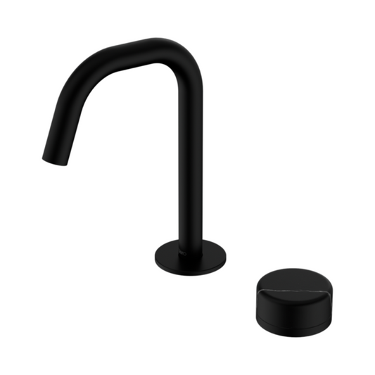 Inbouw Wastafelkraan Sorrento – Marquina Black – 2-Gats – Rechte (edge) uitloop – Matte black