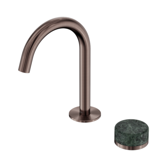 Inbouw Wastafelkraan Sorrento – Verde Alpi - 2-Gats - Gebogen (arc) uitloop - Brushed bronze