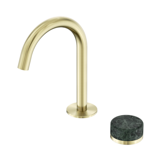 Inbouw Wastafelkraan Sorrento – Verde Alpi - 2-Gats - Gebogen (arc) uitloop - Brushed gold