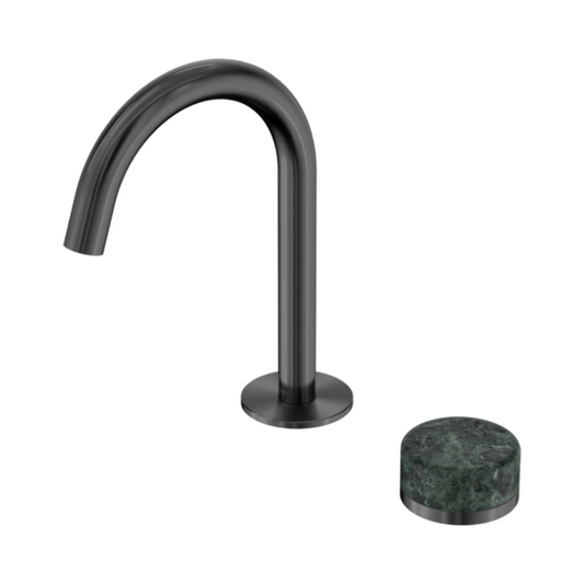 Inbouw Wastafelkraan Sorrento – Verde Alpi - 2-Gats - Gebogen (arc) uitloop - Gun metal grey