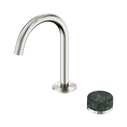 Inbouw Wastafelkraan Sorrento – Verde Alpi - 2-Gats - Gebogen (arc) uitloop - Brushed nickel